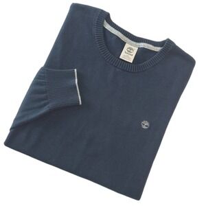 Timberland‎ Crew Neck Pullover Cotton Logo Navy Blue Mens Large